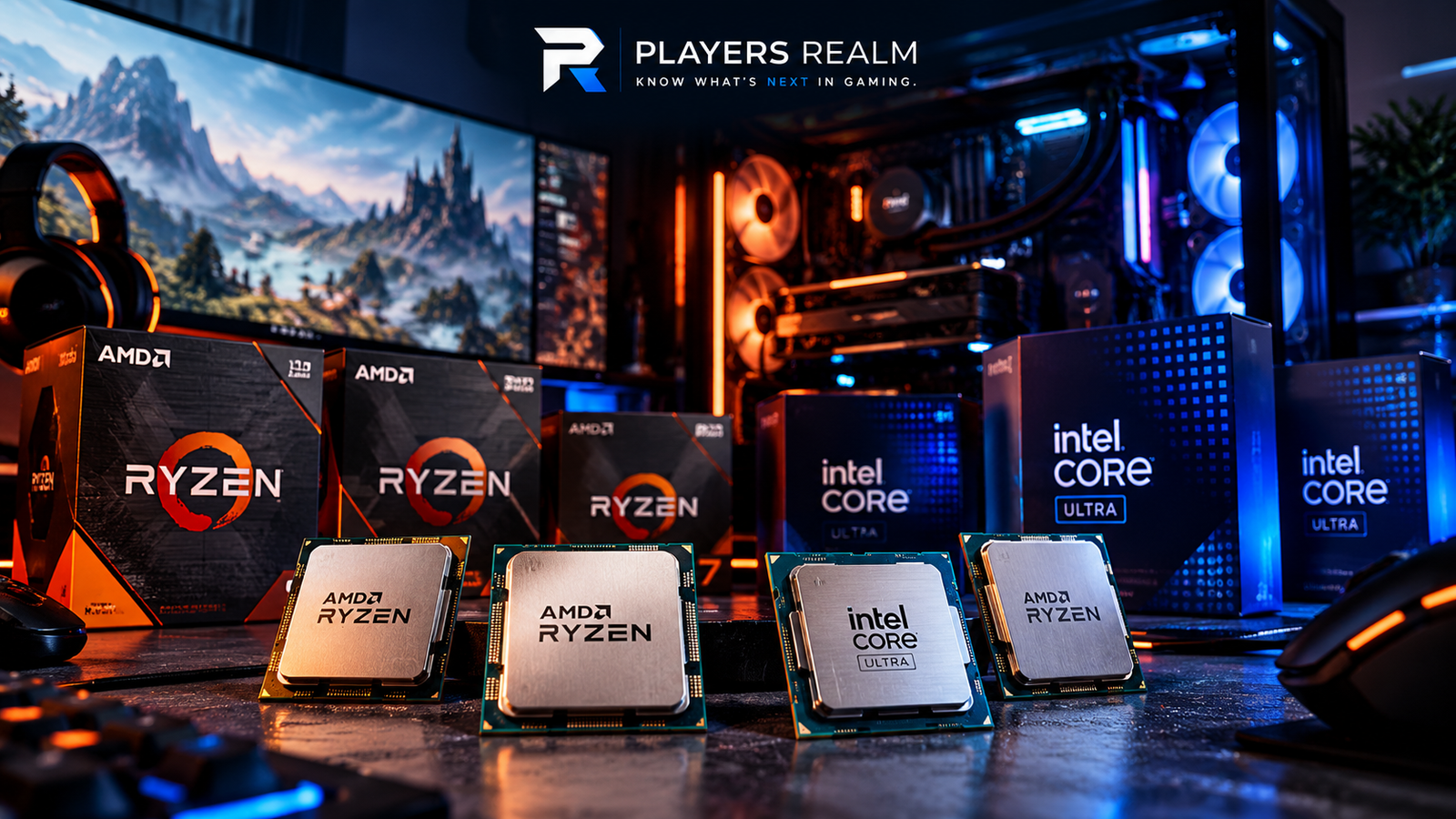 Selection of AMD Ryzen and Intel Core Ultra processors for gaming PCs in 2026