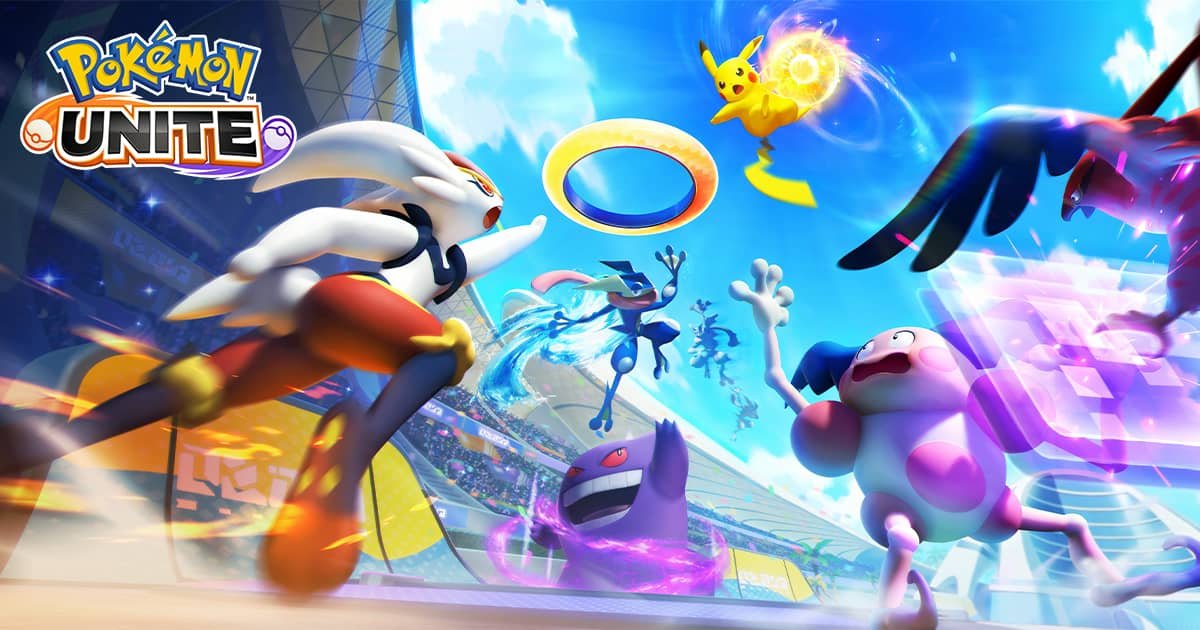 Official Pokémon UNITE promotional artwork featuring playable Pokémon