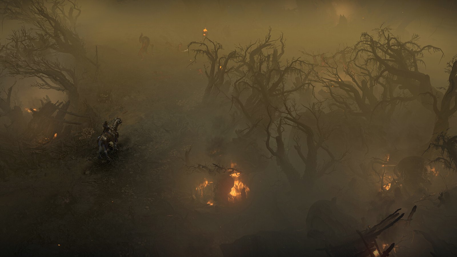 Official Diablo 4 screenshot of combat in a dark dungeon