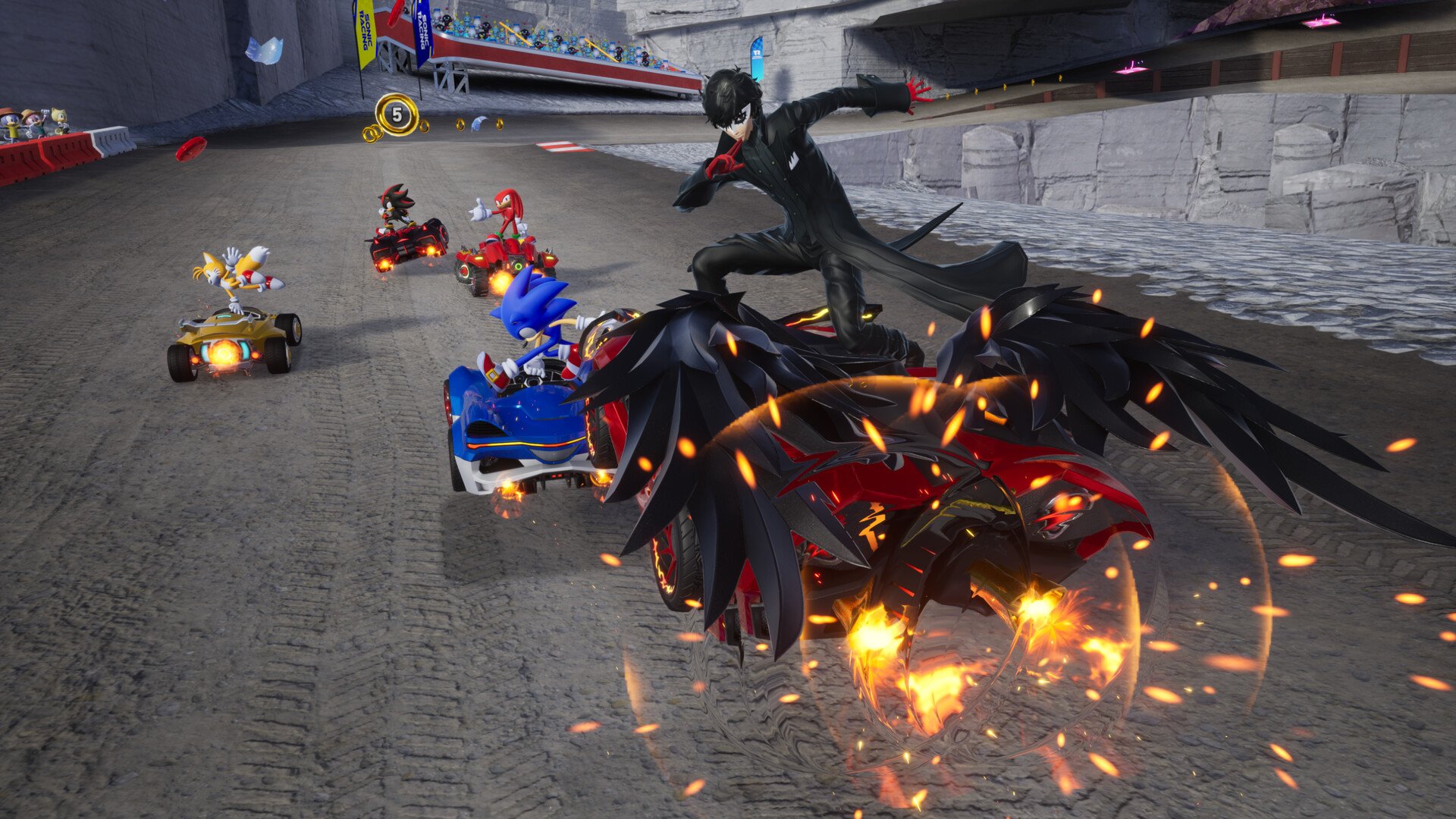 Captura de tela oficial de Sonic Racing: CrossWorlds com uma corrida de kart