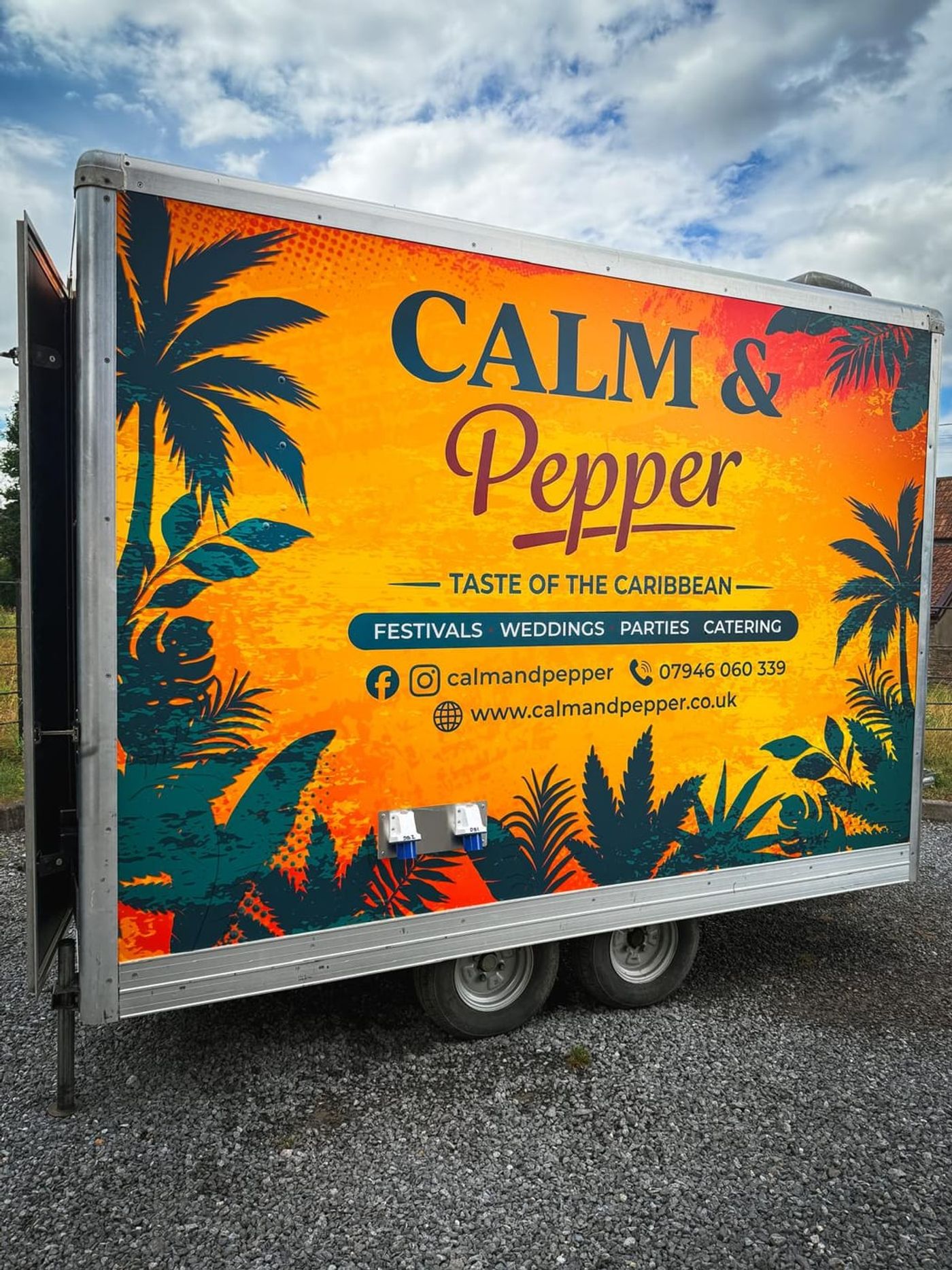 Close-up of the trailer's Caribbean branding