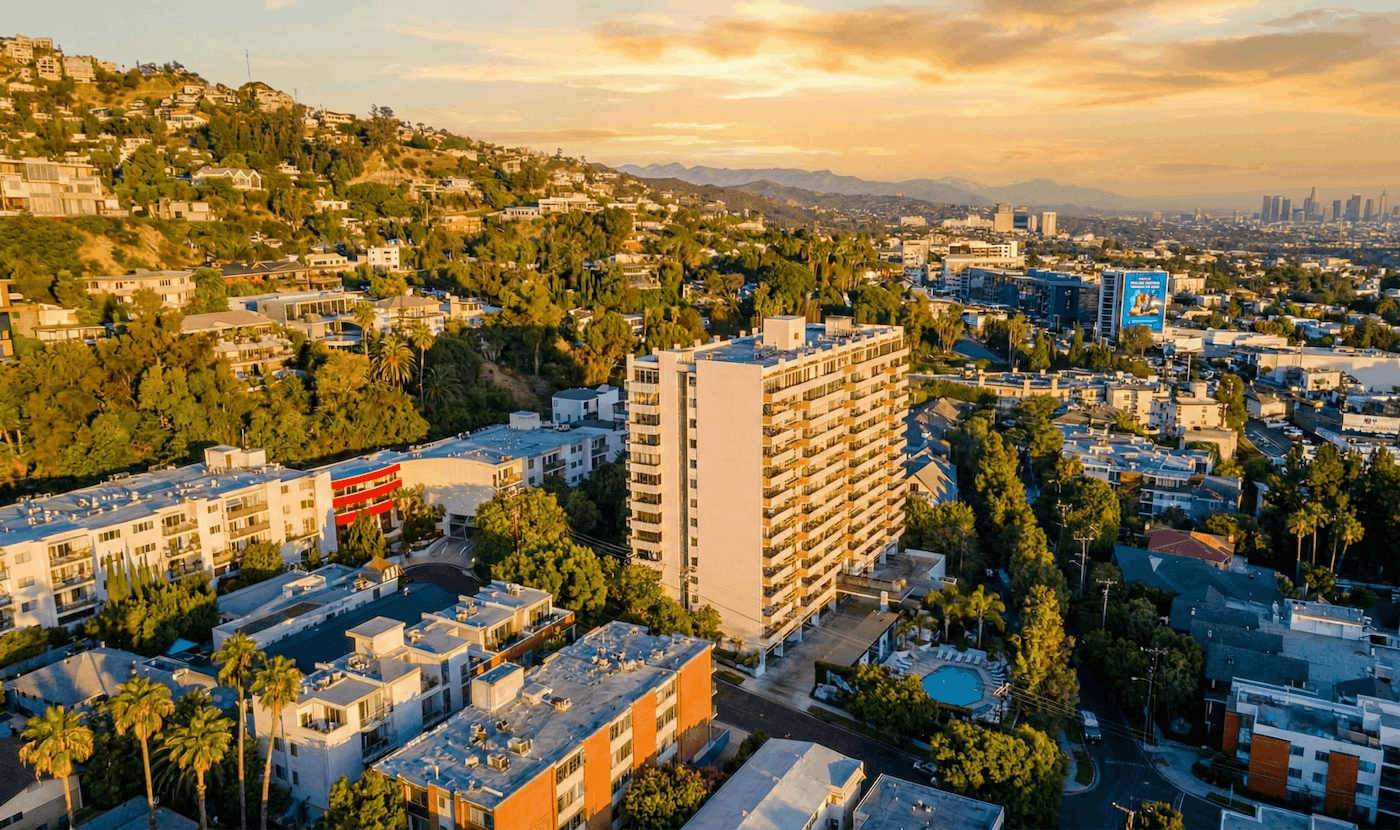 Aerial view of West Hollywood Heights neighborhood