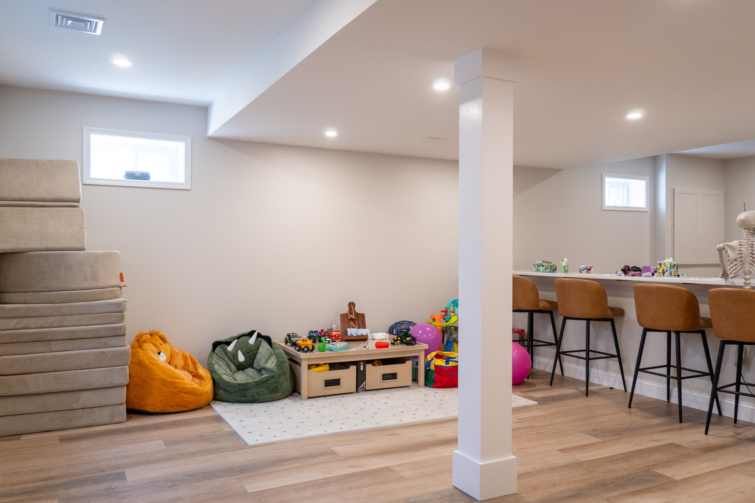General living area in finished basement