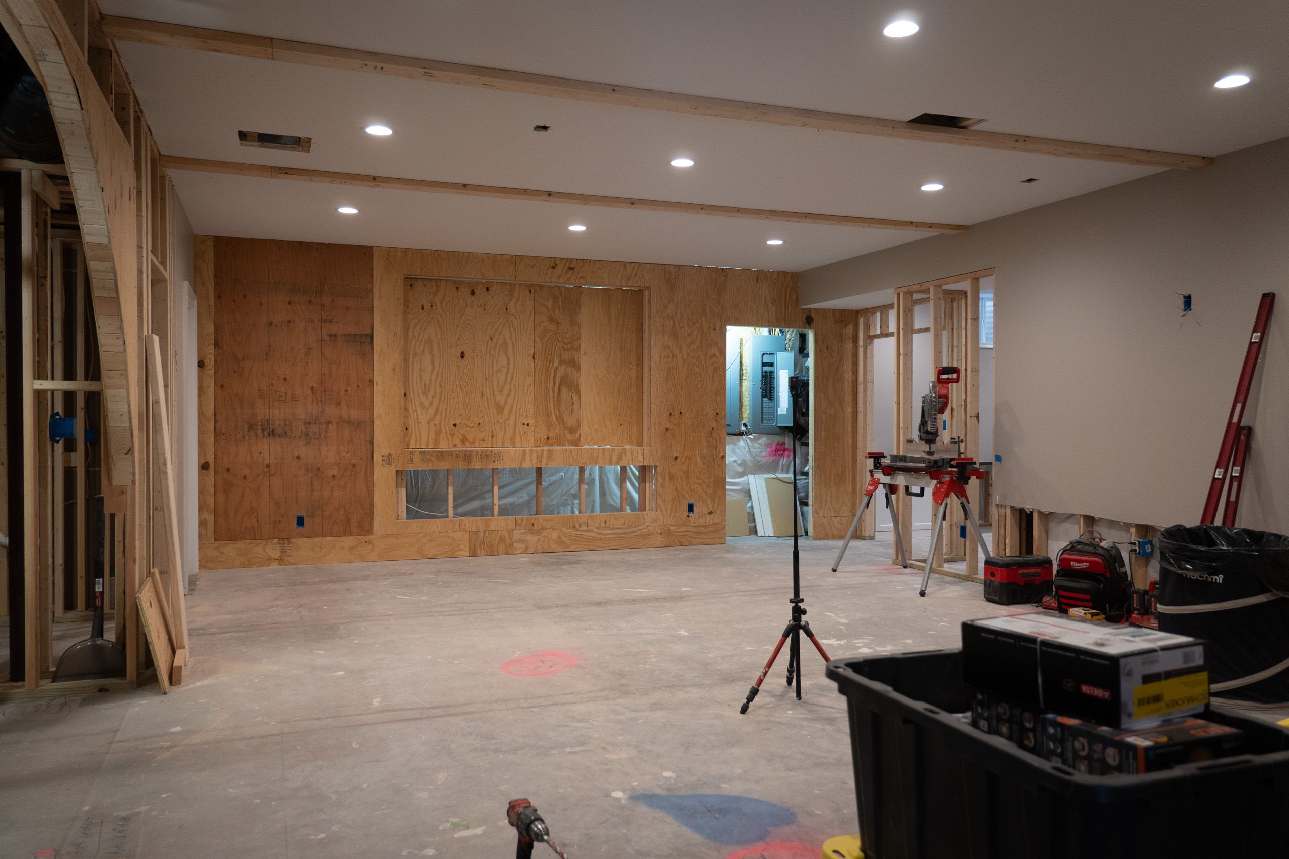 Entertainment center during framing