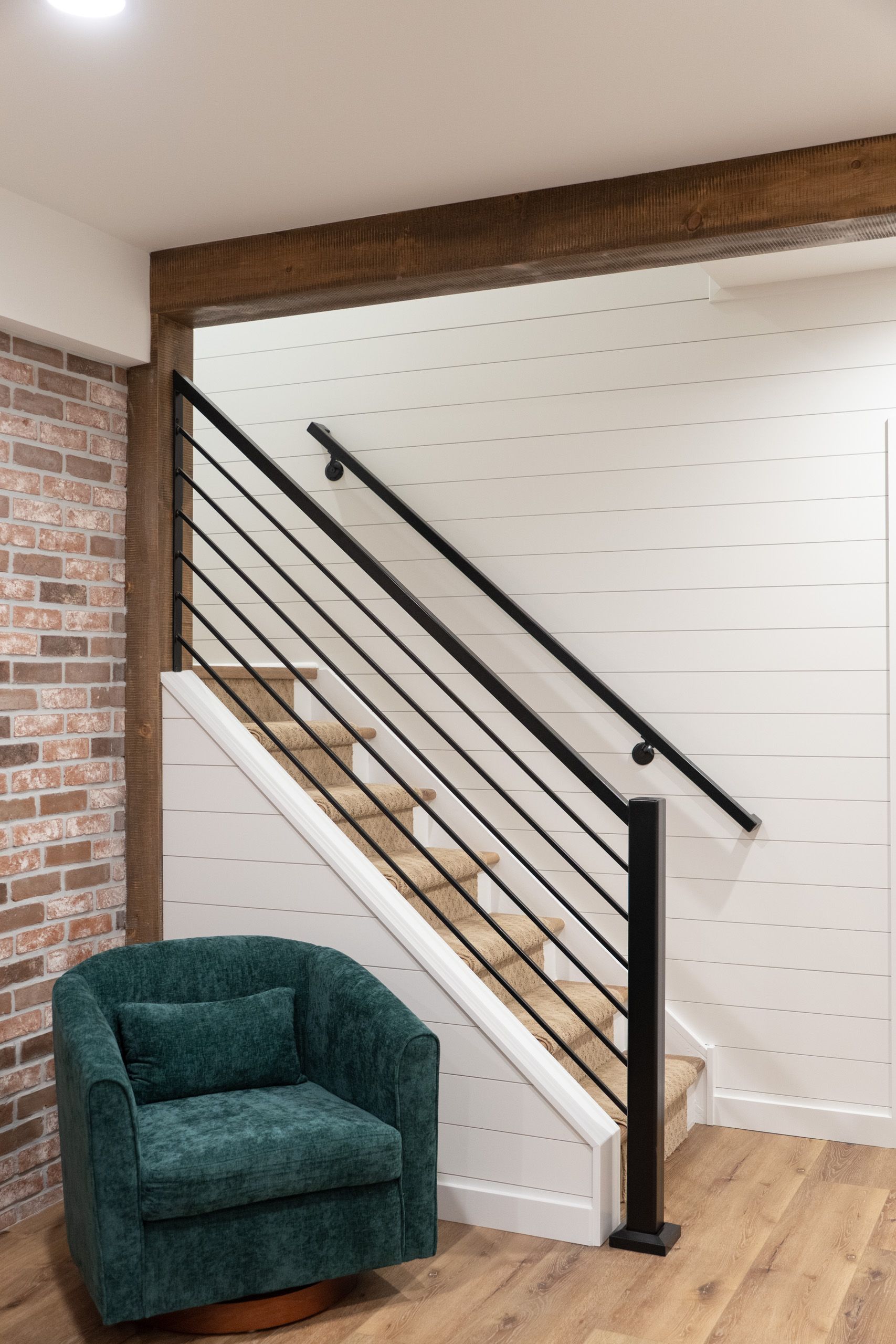 Stairs with metal railing