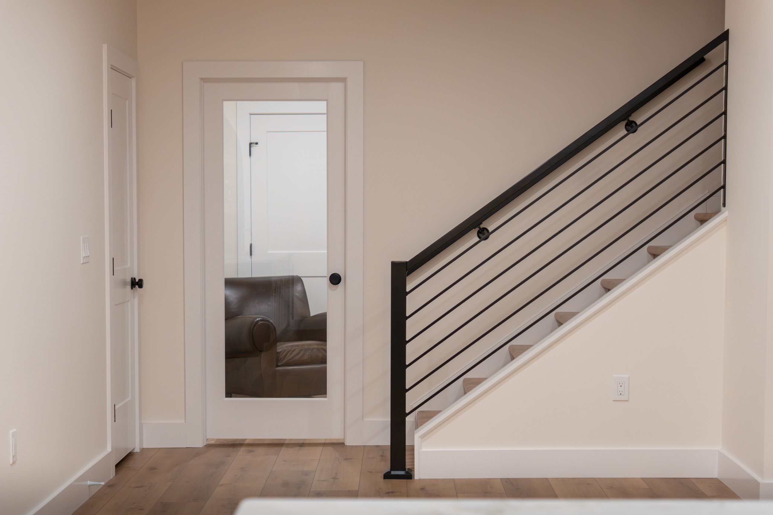 Stairs with metal railing