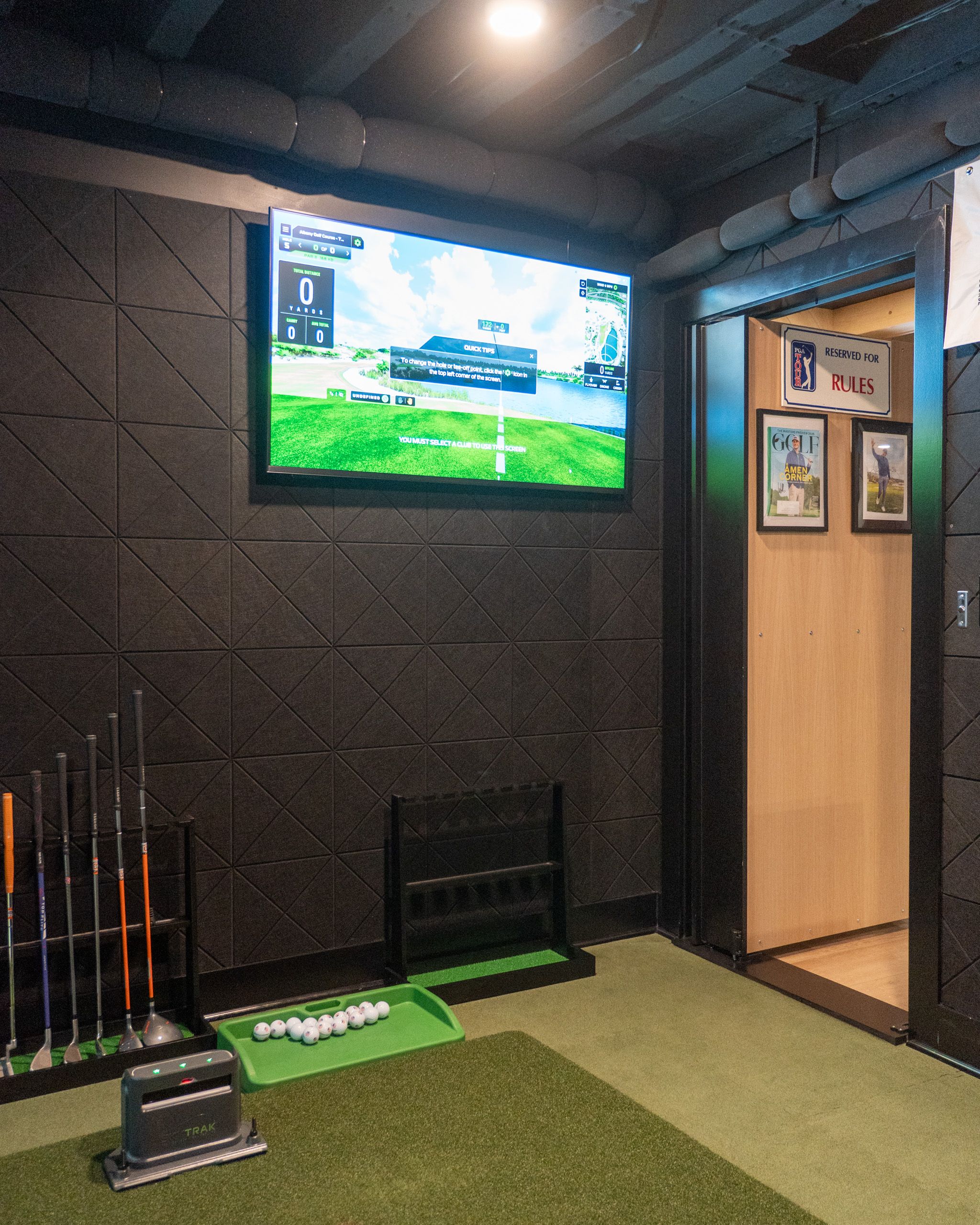 TV in golf simulator room
