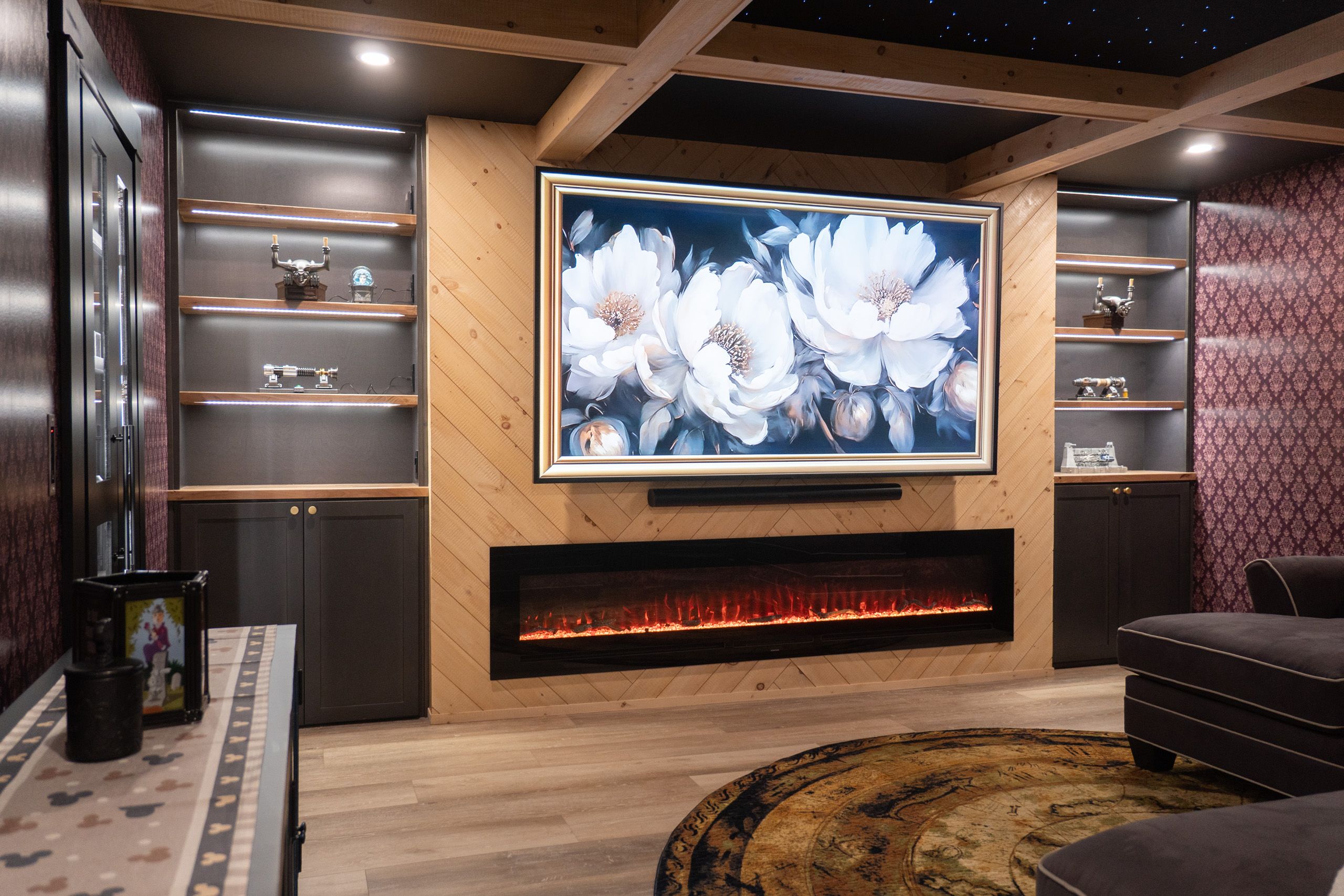 Entertainment center in newly finished basement