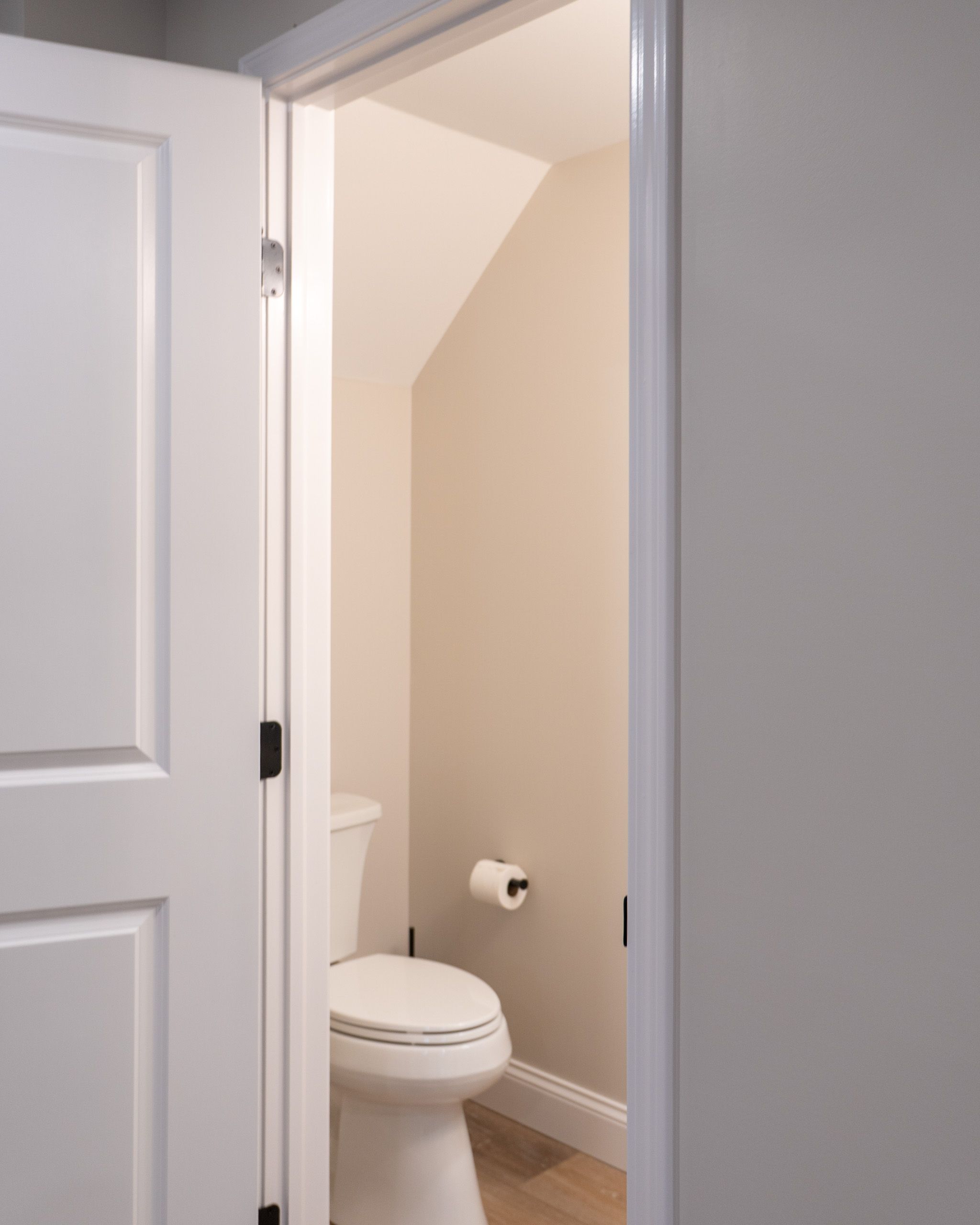 Toilet in half bathroom