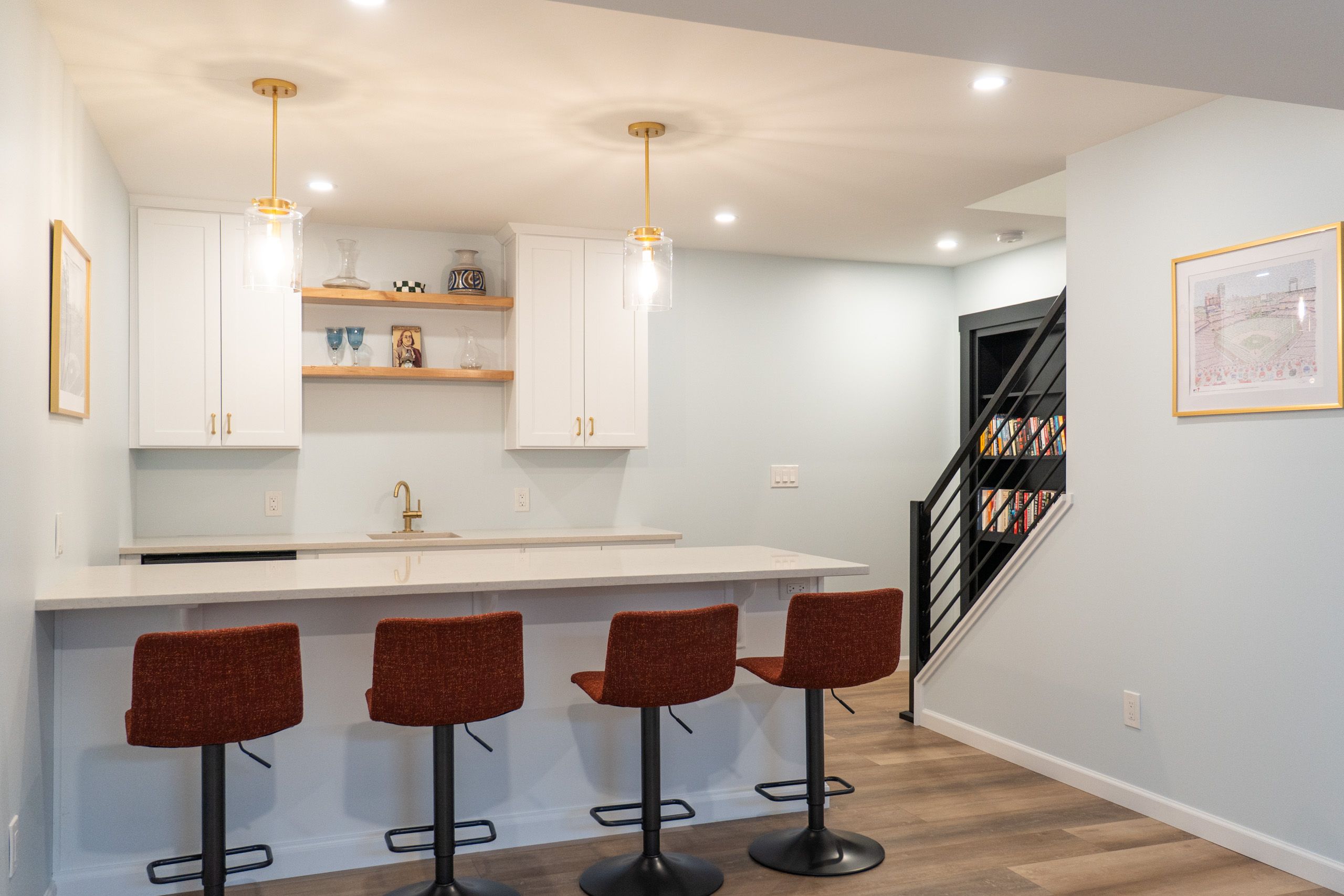 Wet bar with an island