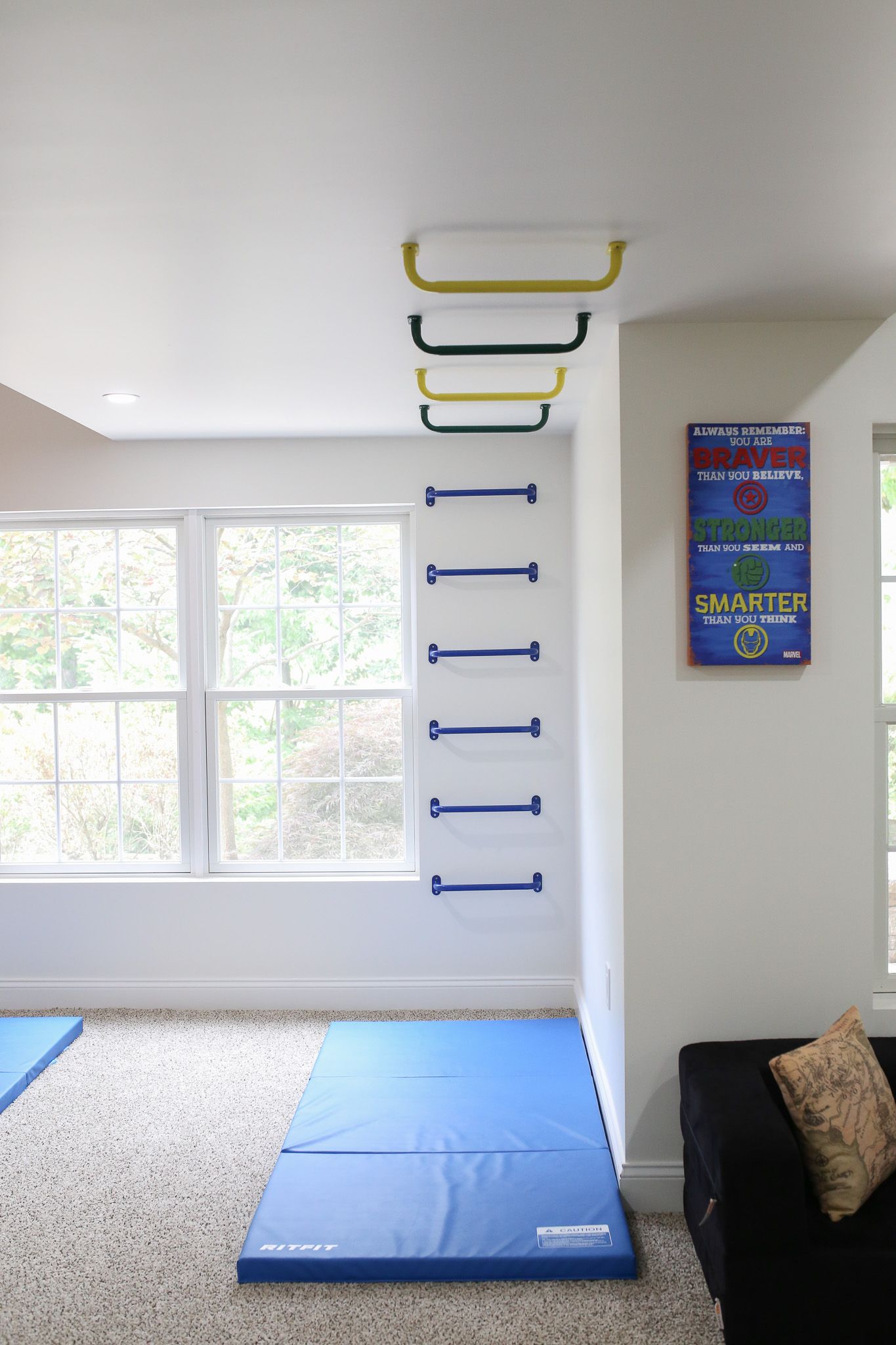 Monkey bars hanging from the ceiling