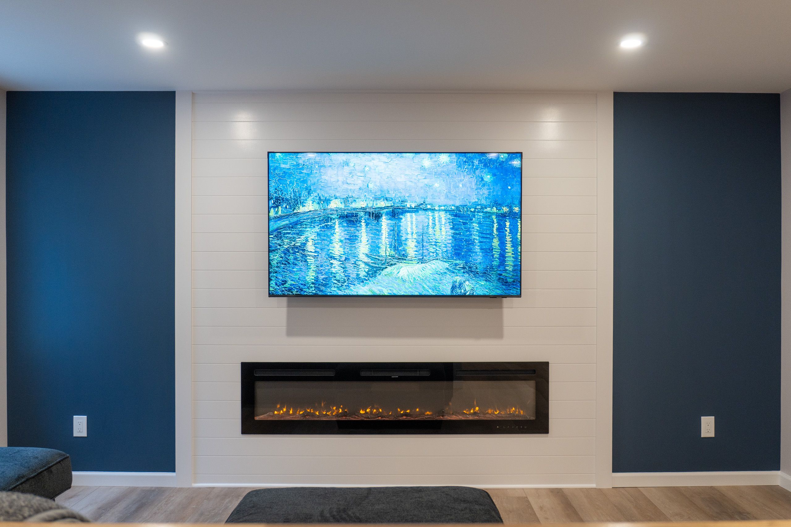 TV wall with electric fireplace