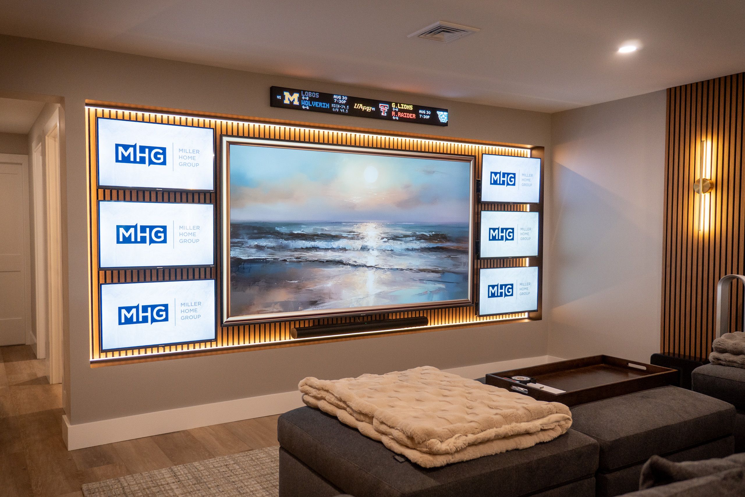 TV wall with seven TVs