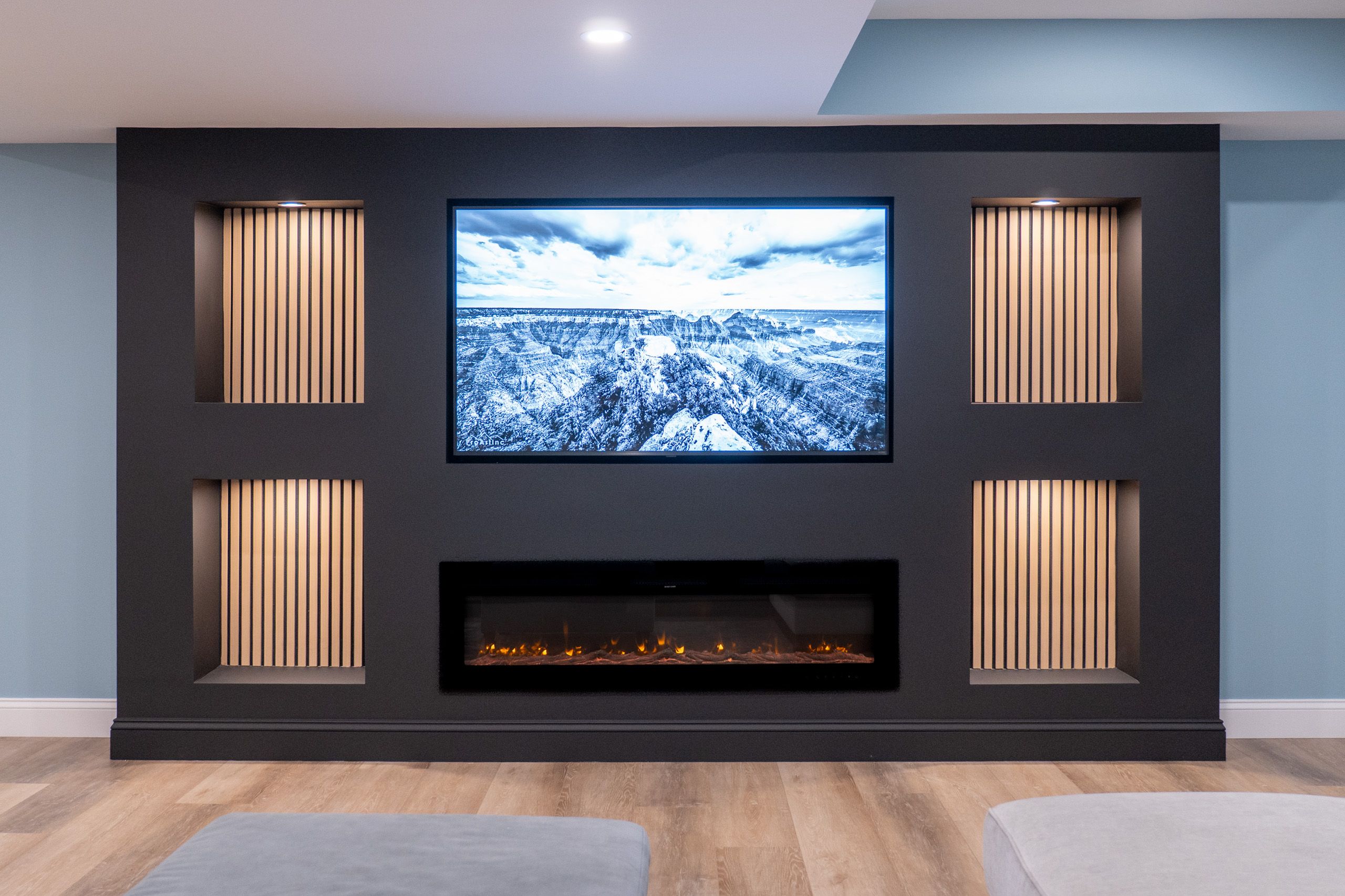 TV wall with fireplace