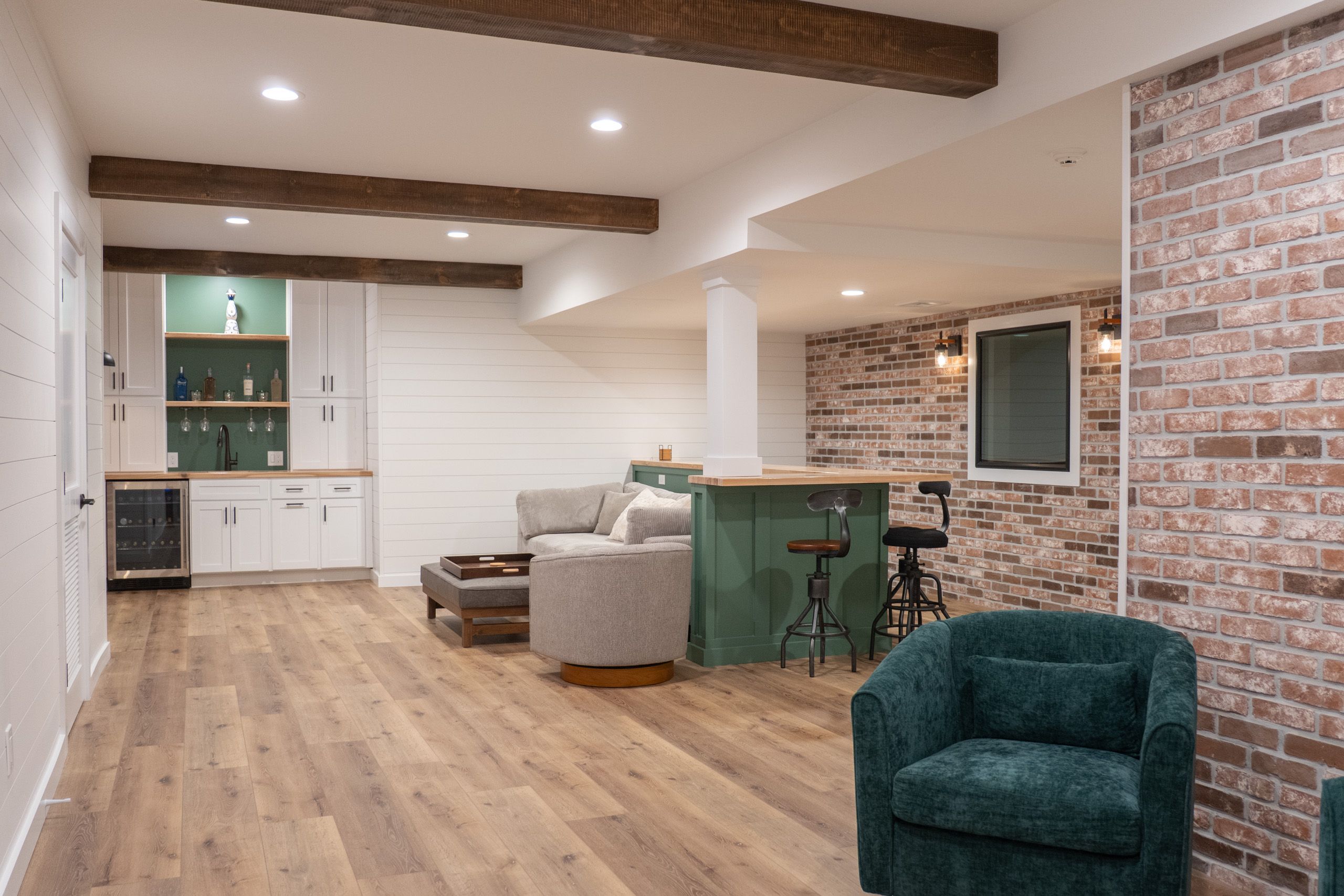 General living area in remodeled basement