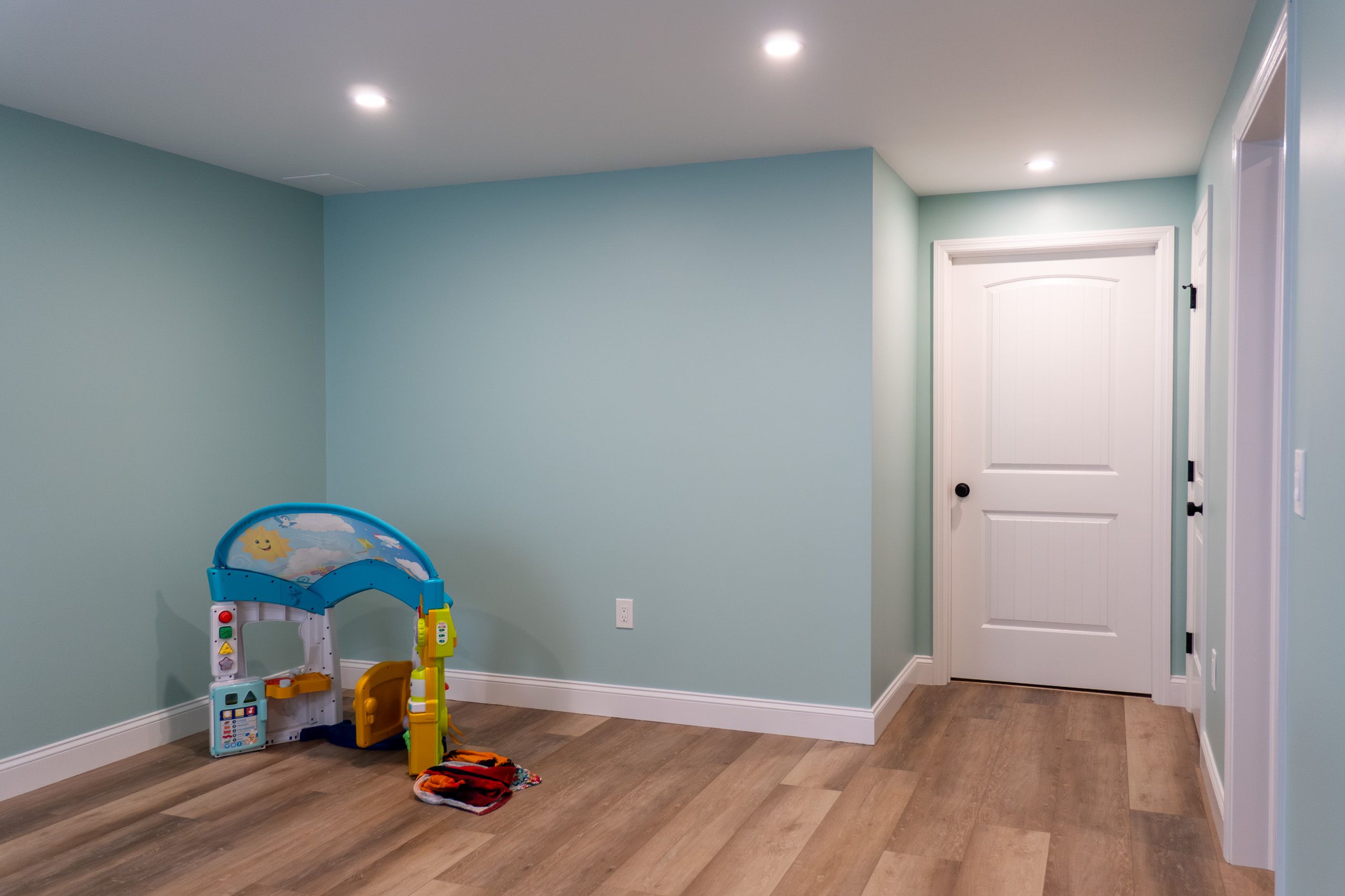 Room with blue walls