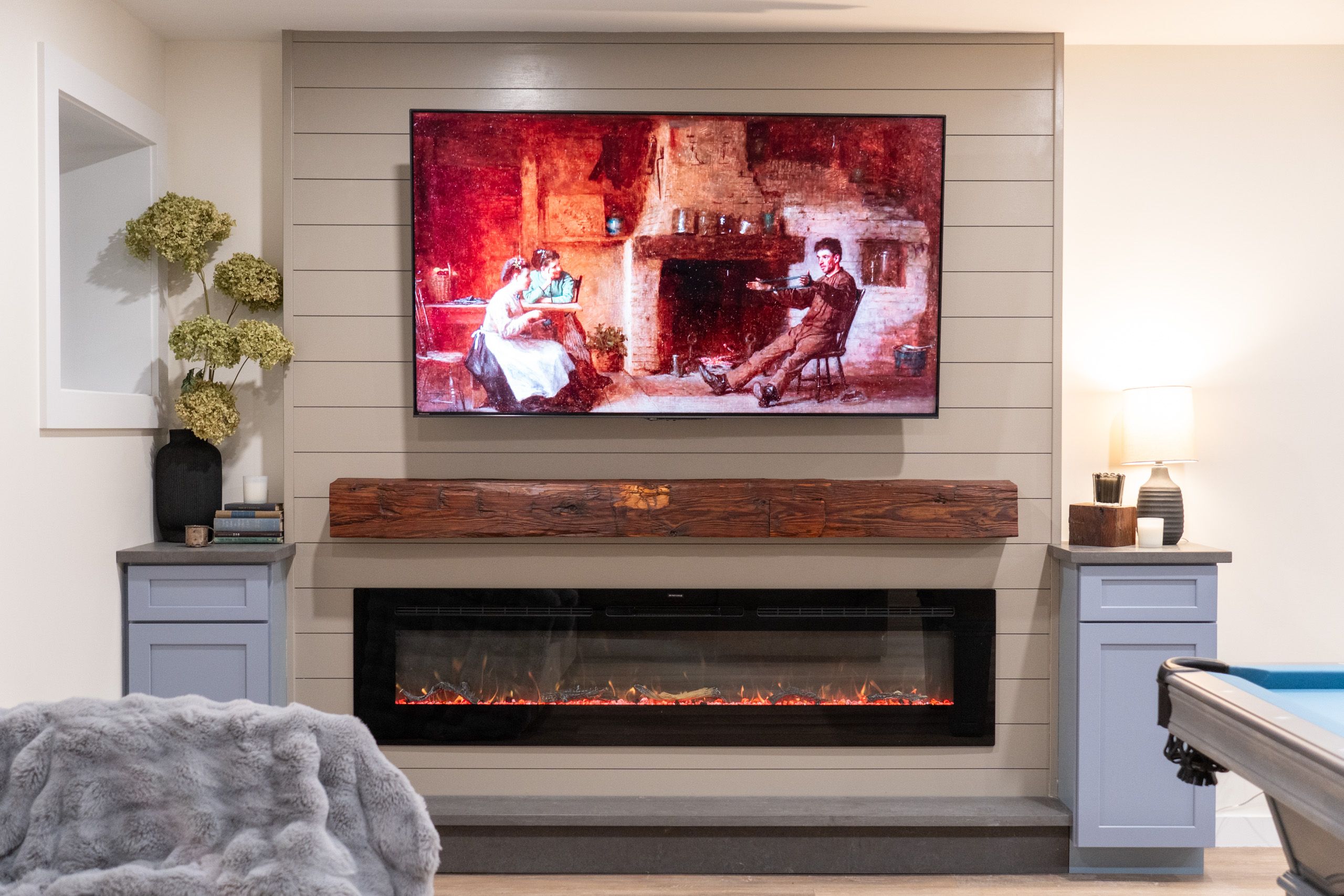 TV wall with fireplace