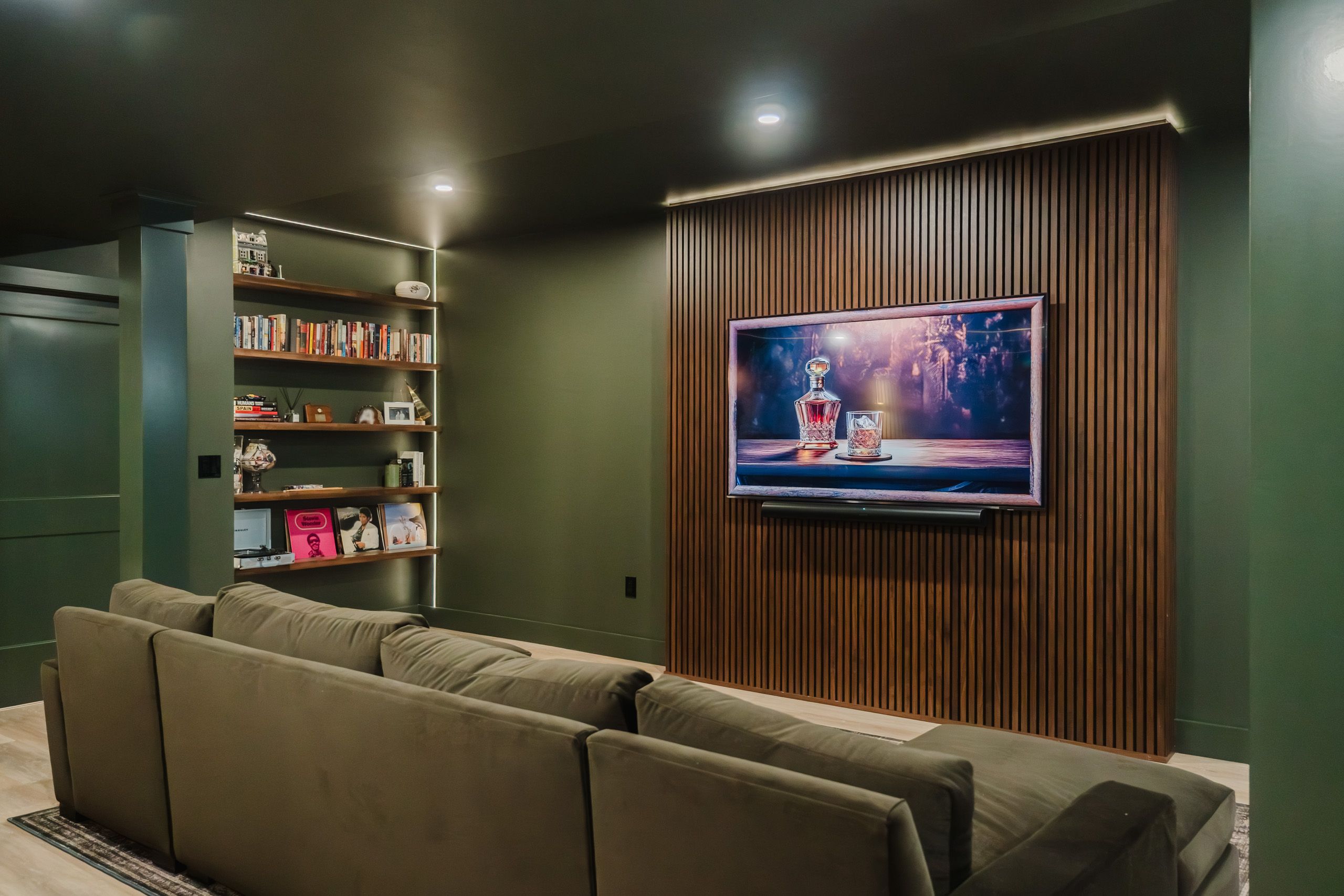 TV wall and book shelves