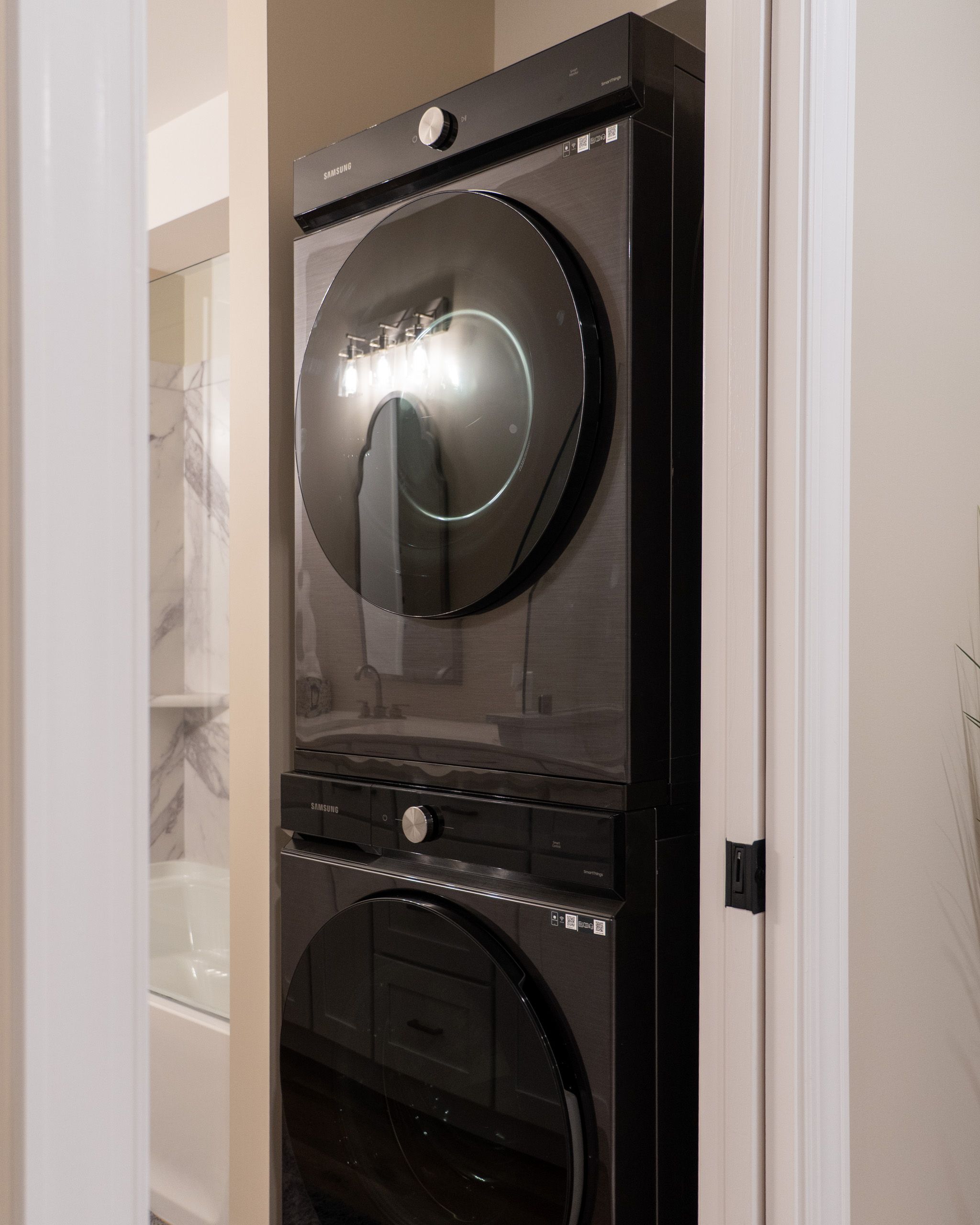 Stacked washer and dryer