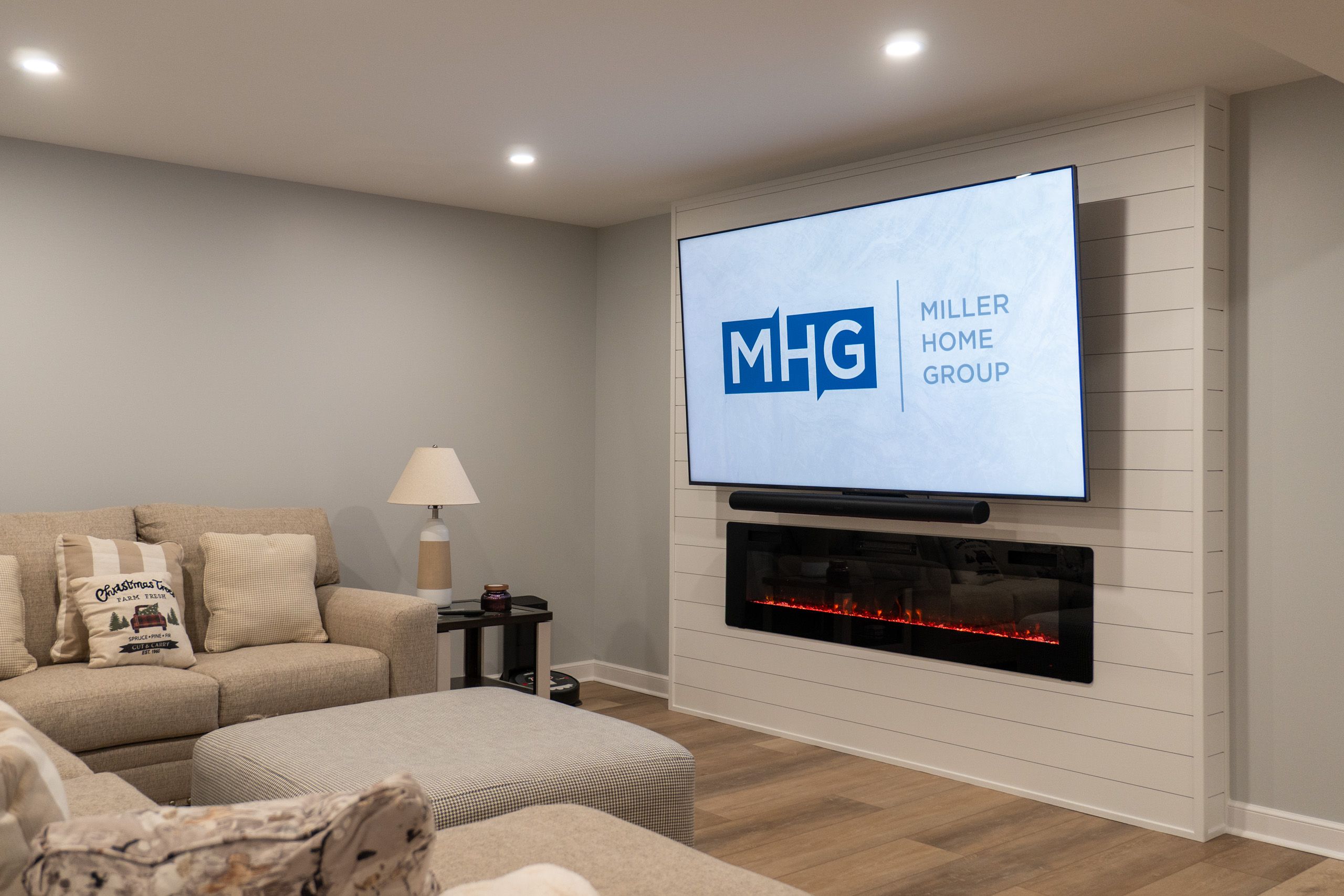 TV wall with electric fireplace