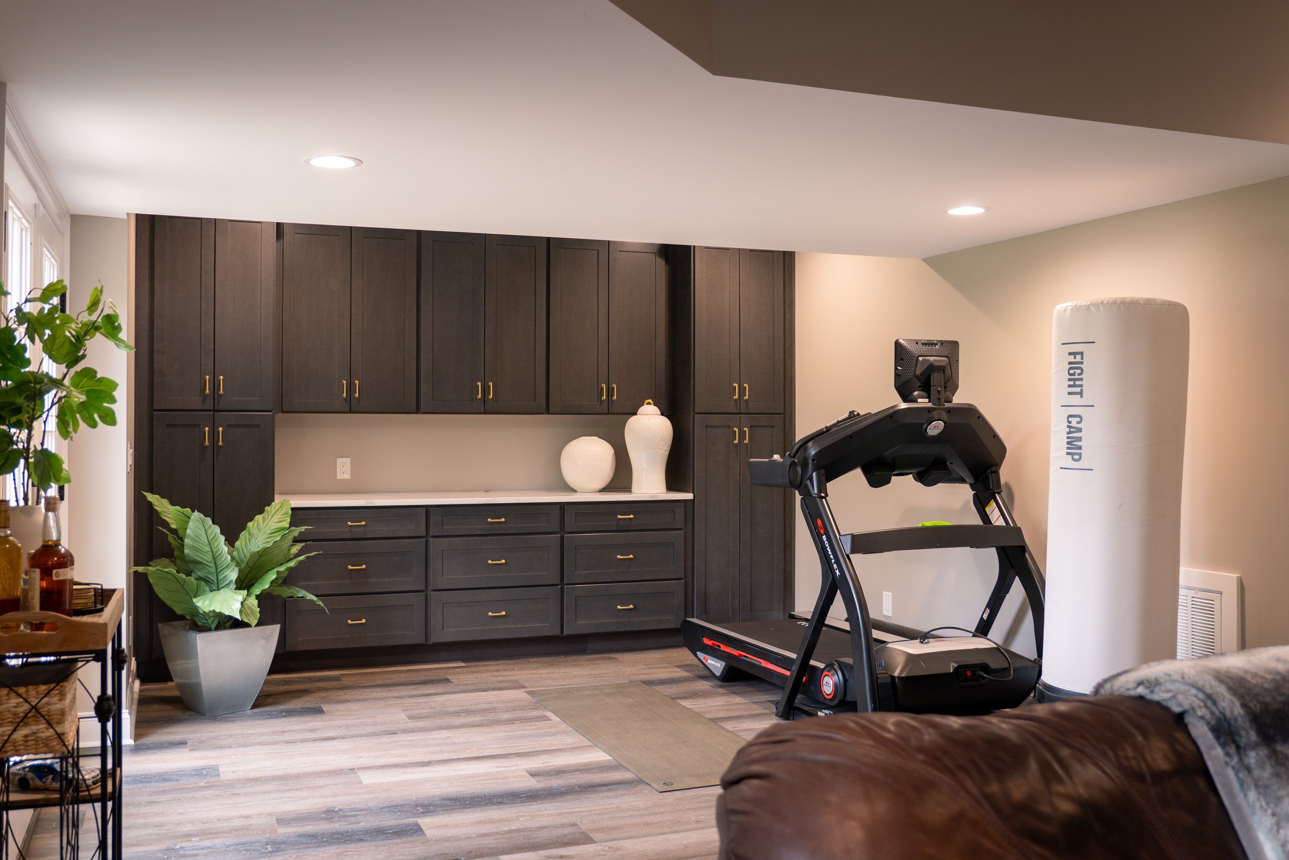 Gray cabinets in the craft room