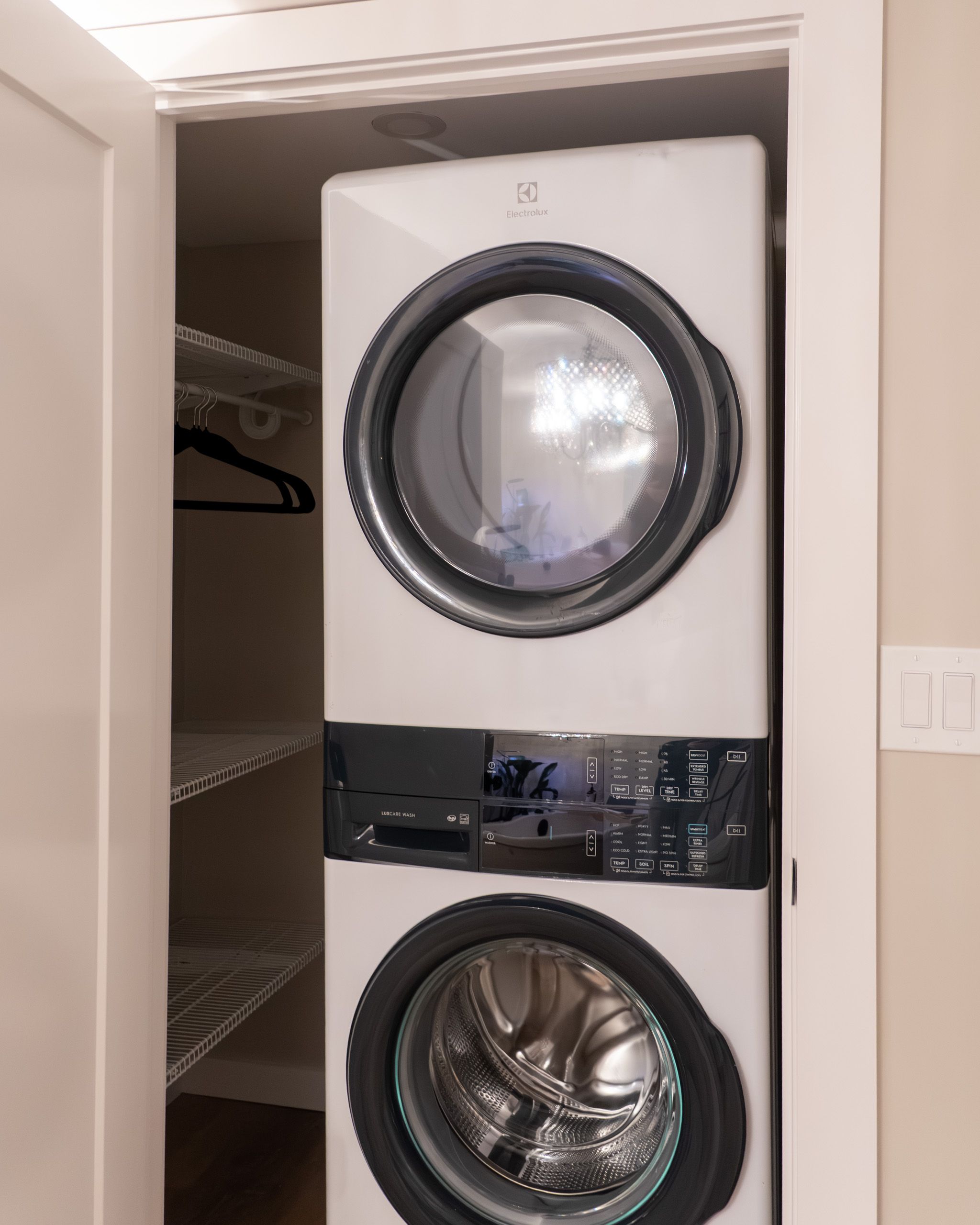 Washer and dryer in the bathroom closet