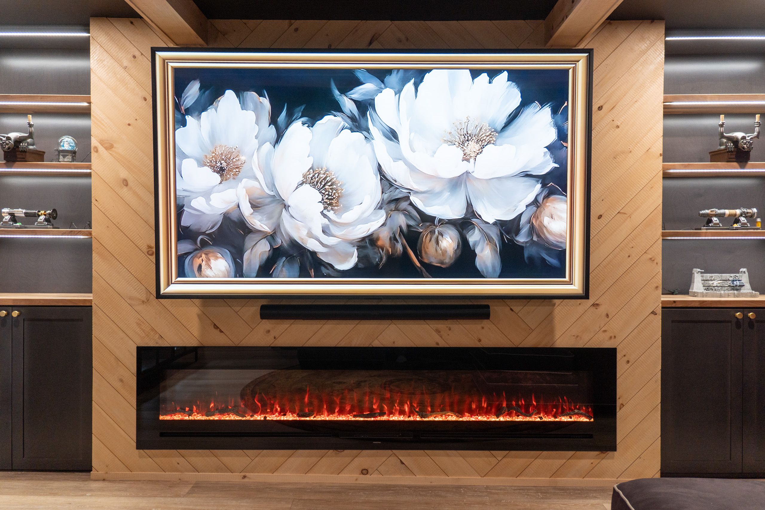 TV wall with electric fireplace