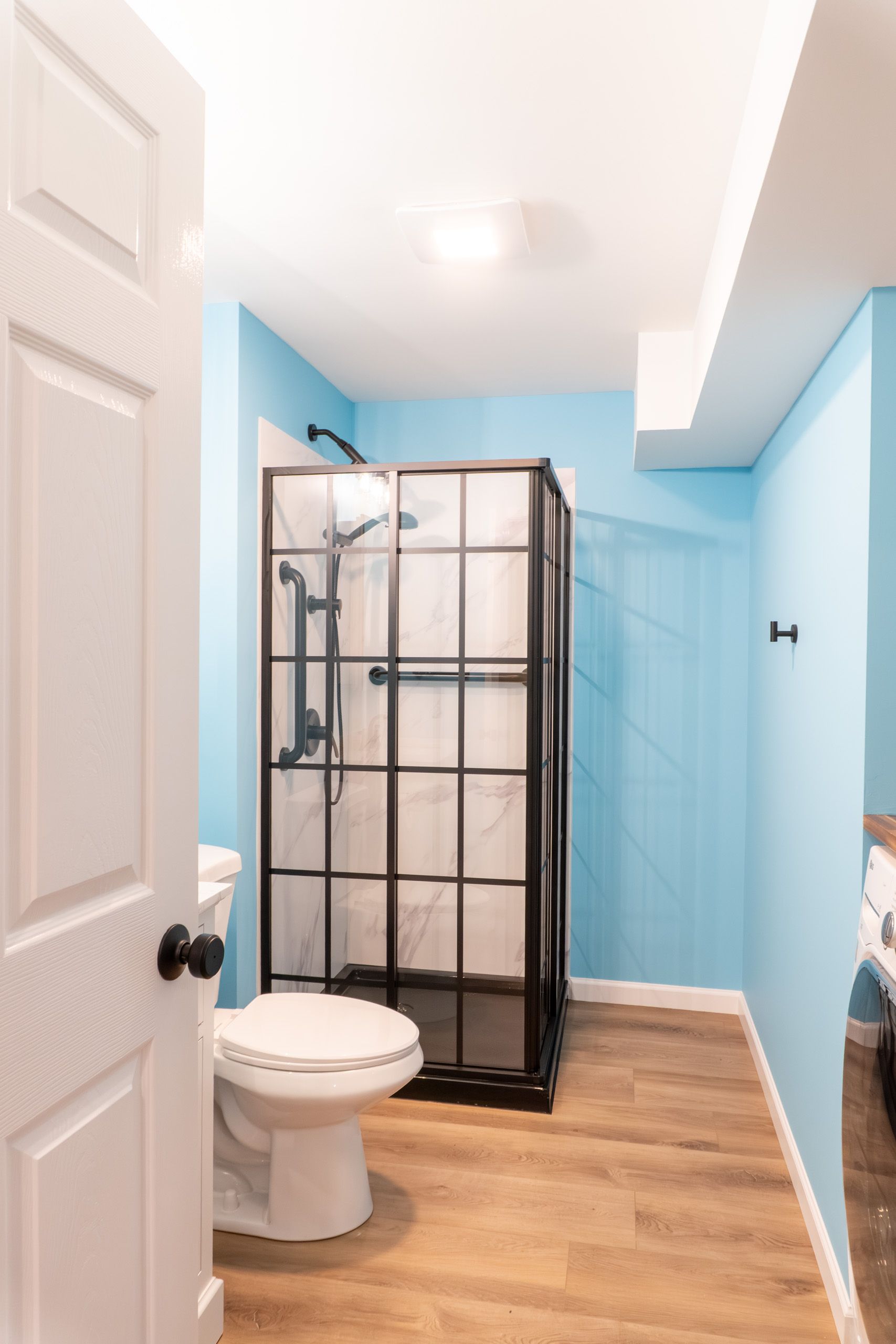 Shower and toilet in the bathroom