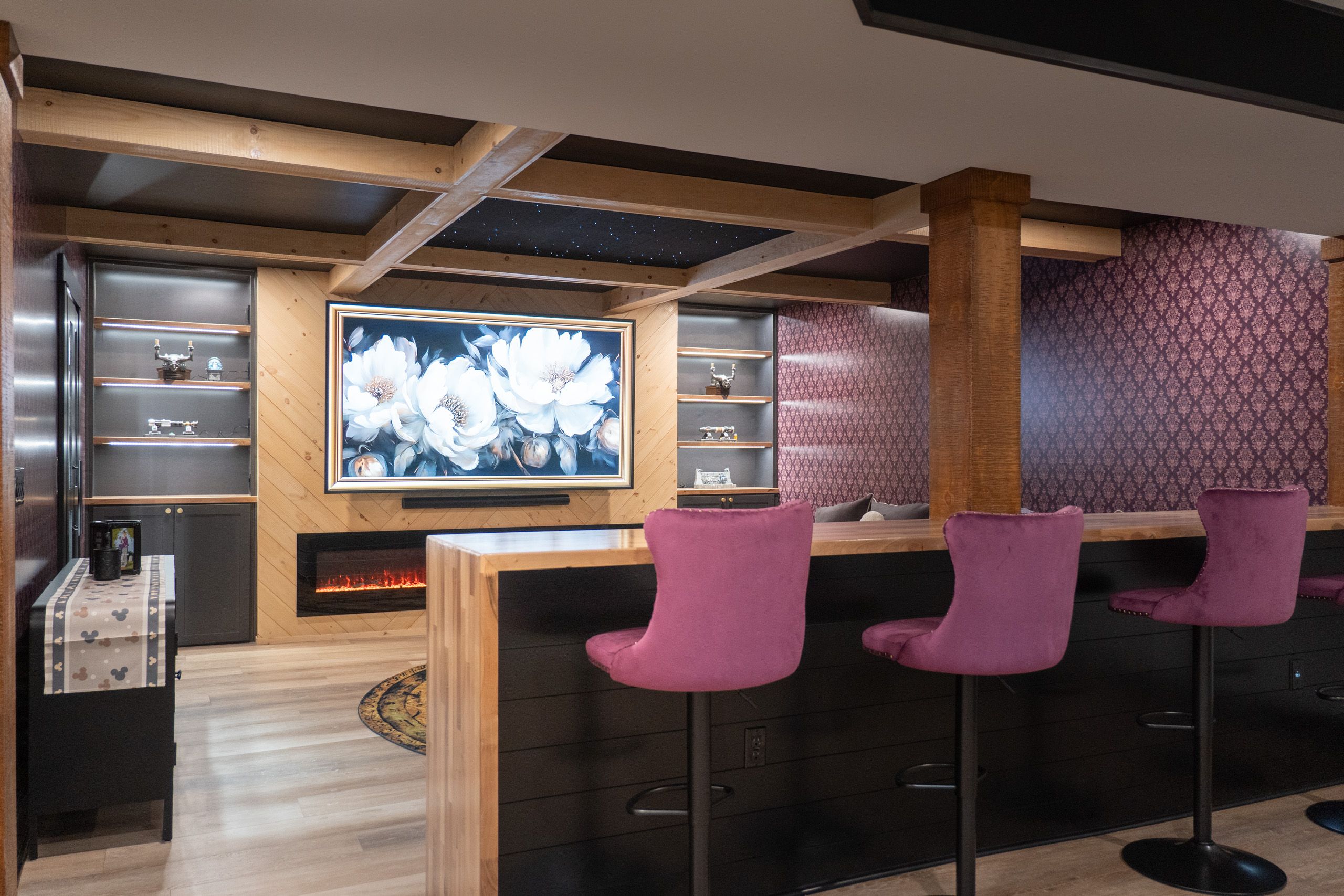 Bar-top wall and entertainment center