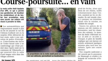 Course-poursuite entre gendarmerie et voleurs de moto cambrioleurs