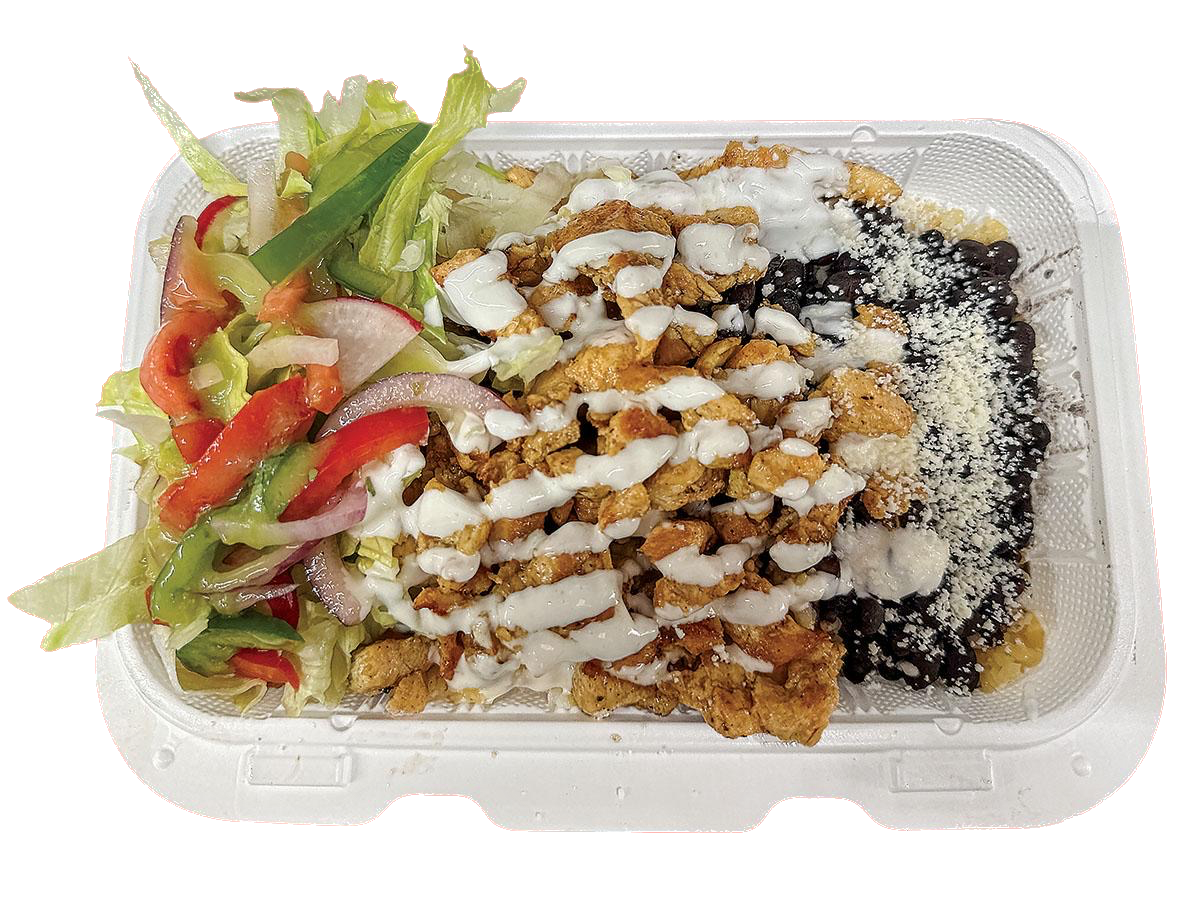 Chicken over rice view 1