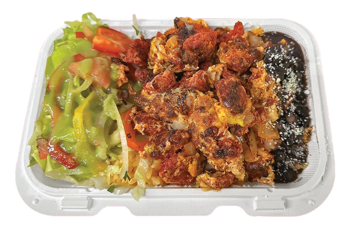 Chorizo scrambled eggs view 1