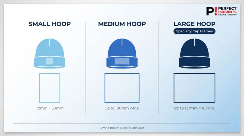 Knit cap embroidery hoop size comparison chart small medium and large frames