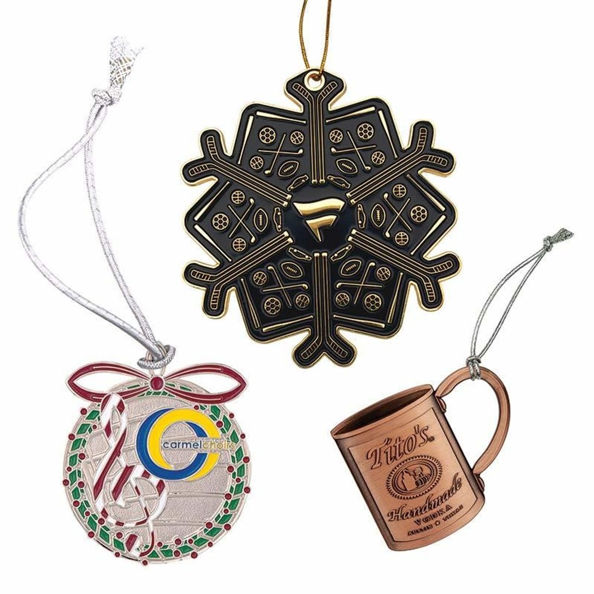 Die Cast Custom Shaped Metal Christmas Ornaments