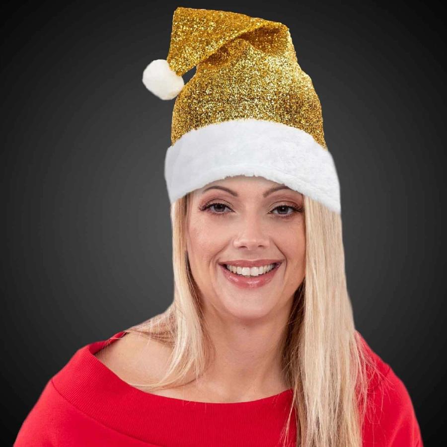 Custom Embroidered Gold Santa Hats