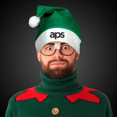 Custom Printed Green Felt Santa Hats