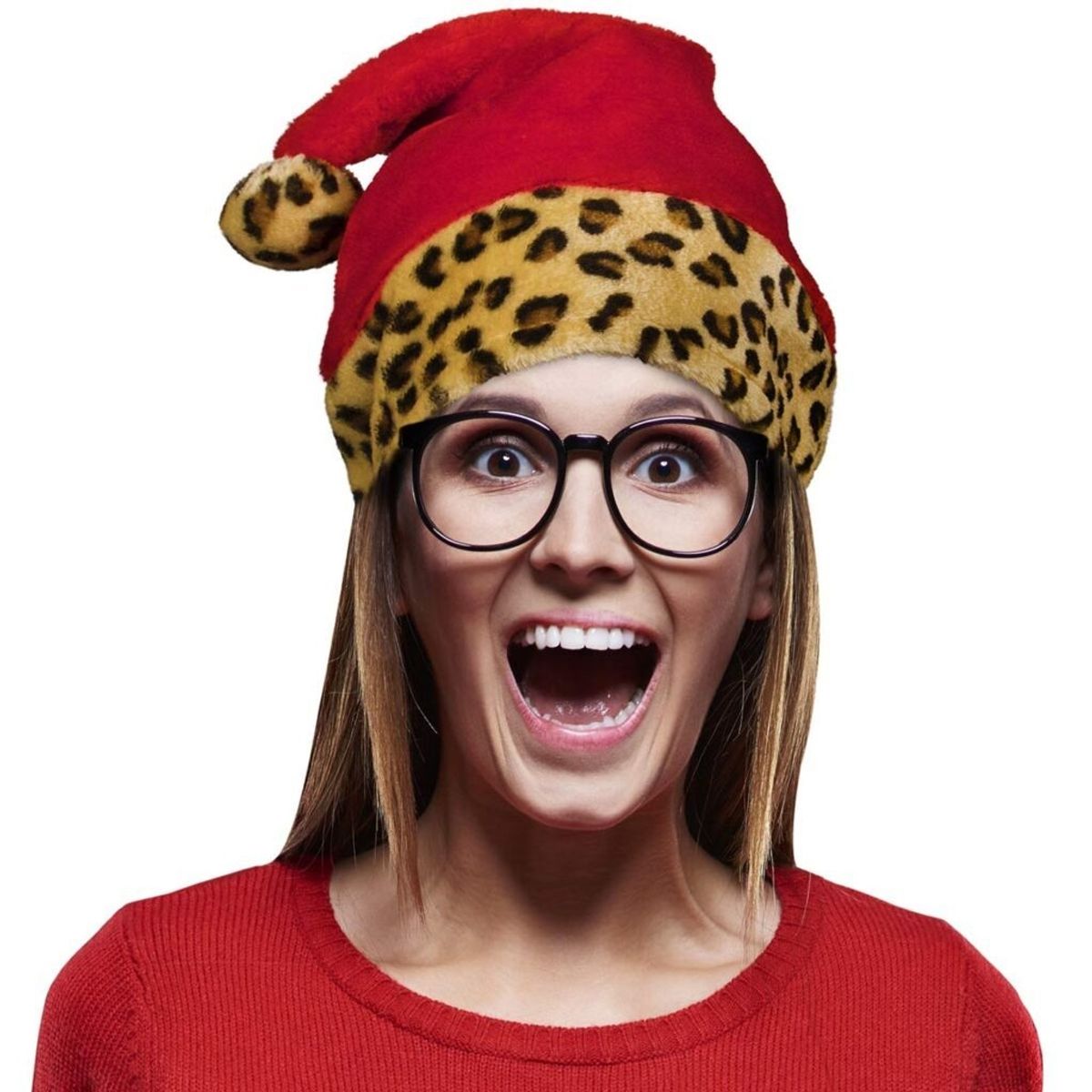 embroidered leopard print custom Santa hats