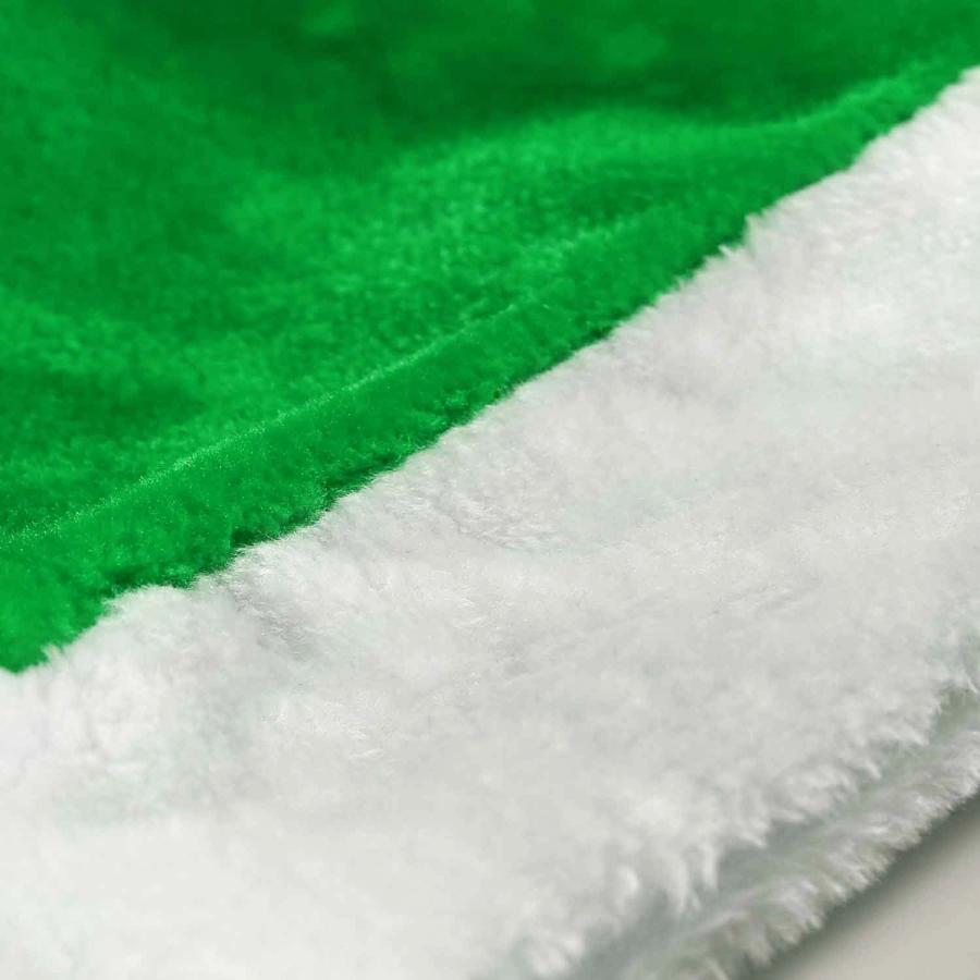 Close up of Green Plush Santa Hats