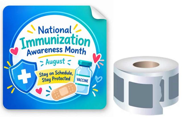 Square Full Color Custom Stickers Printed for National Immunization Awareness Month