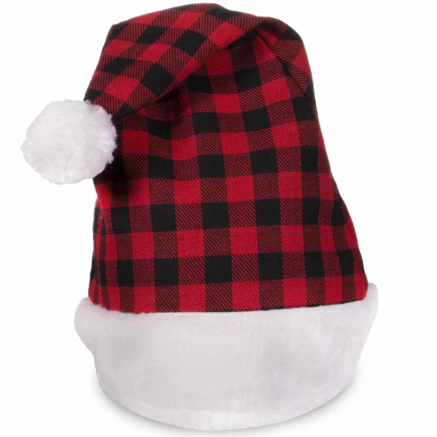 Red and Black Plaid Custom Santa Hats