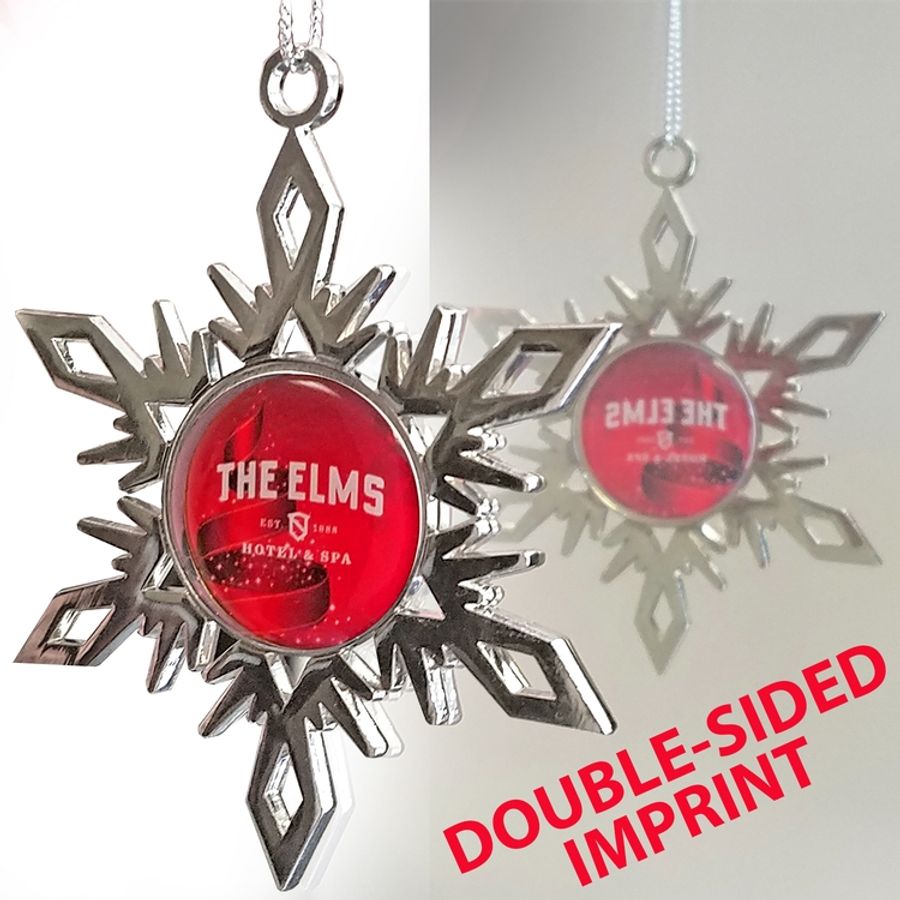 Nickel Snowflake Custom Christmas Ornaments - Printed Both Sides