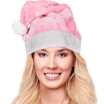 Custom Embroidered Plush Pink Santa Hats