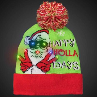 Bulk Happy Holidays LED Knit Hats