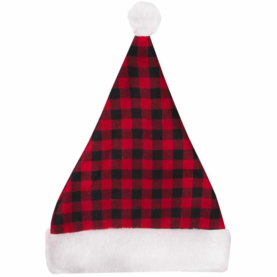 Bulk Plaid Santa Hats Embroidered With Your Logo