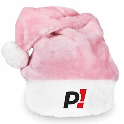 Custom Embroidered Plush Pink Santa Hats