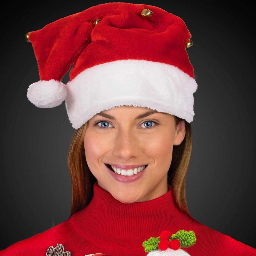 Santa Hats with Bells in Bulk