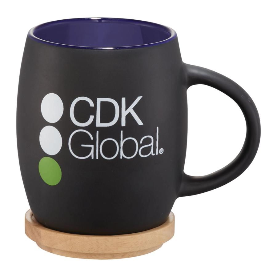 15 oz Black Ceramic Mugs with Wooden Coaster/Lid