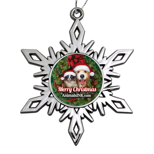 custom snowflake ornaments with full-color logo print