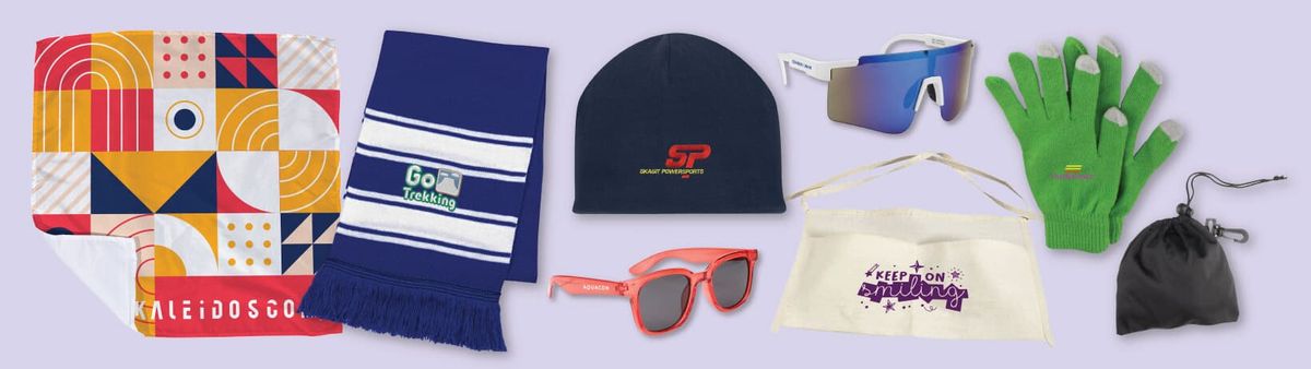custom wearable accessories - beanies - sunglasses - gloves, scarves - top 5 promotional items