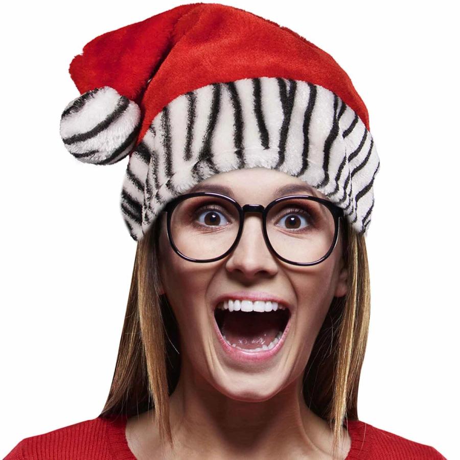 Buy Zebra Print Santa Hats in Bulk